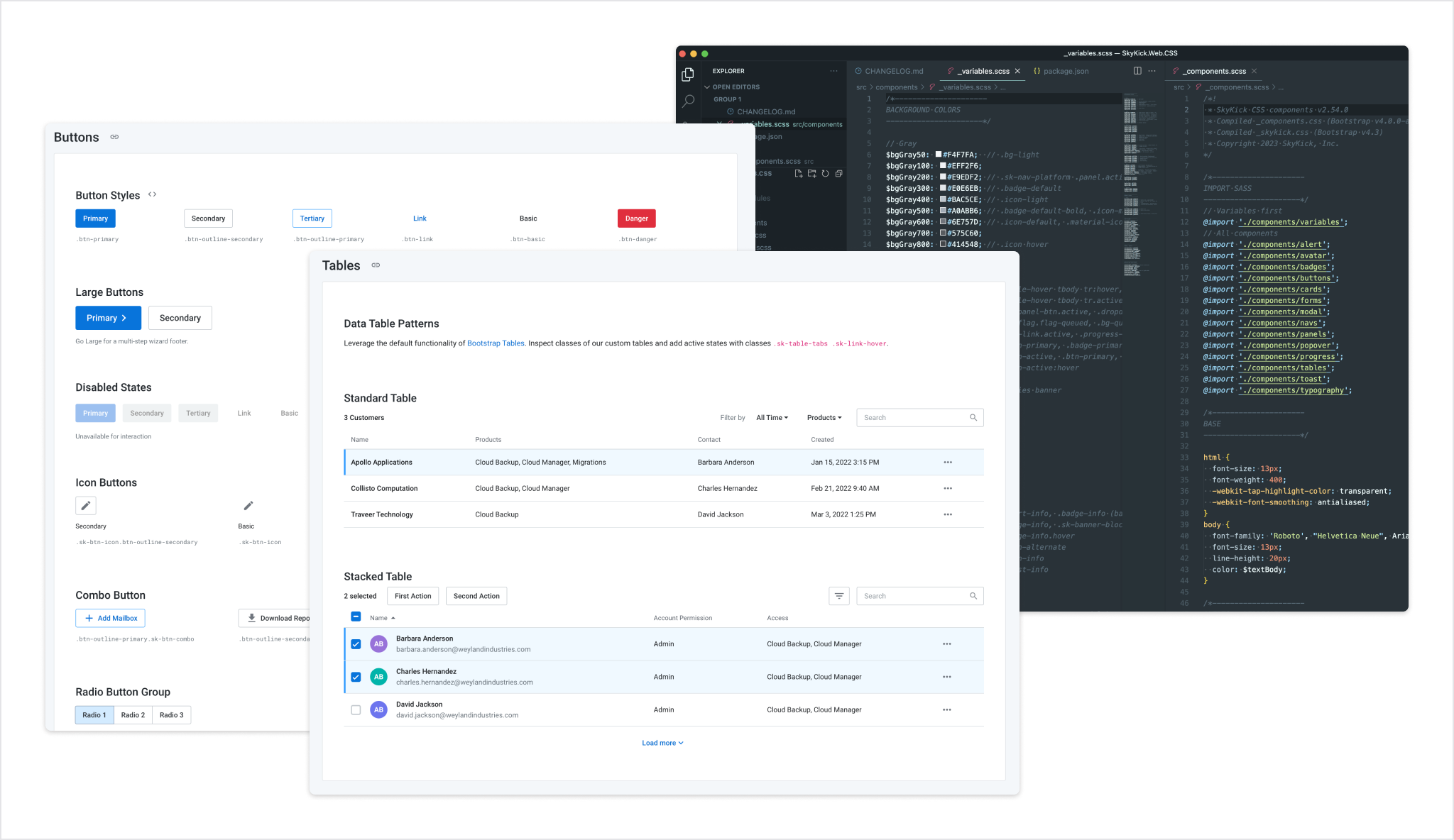 Bootstrap style library with early component documentation