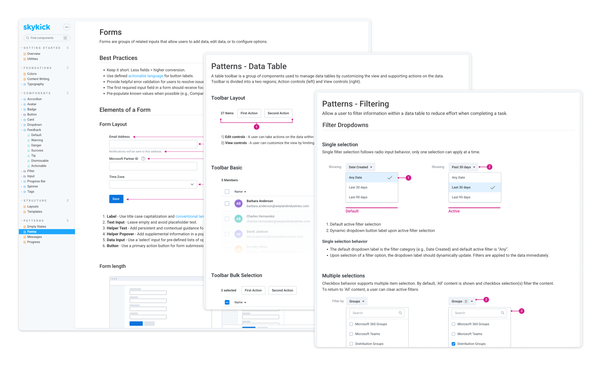 Storybook components and pattern documentation